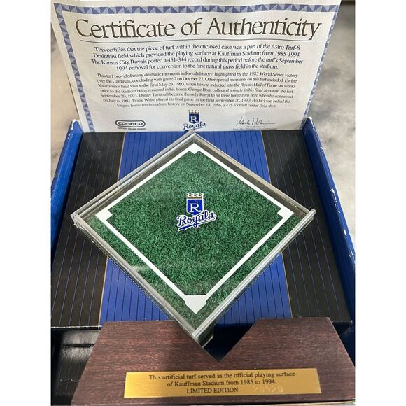 Kansas City KC Royals Stadium Piece Of History Limited Edition Turf Field MLB - Picture 1 of 7